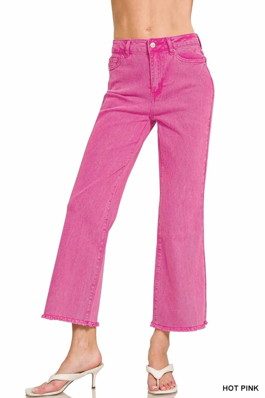 NEW ZENANA women's the kick flare jeans in hot pink